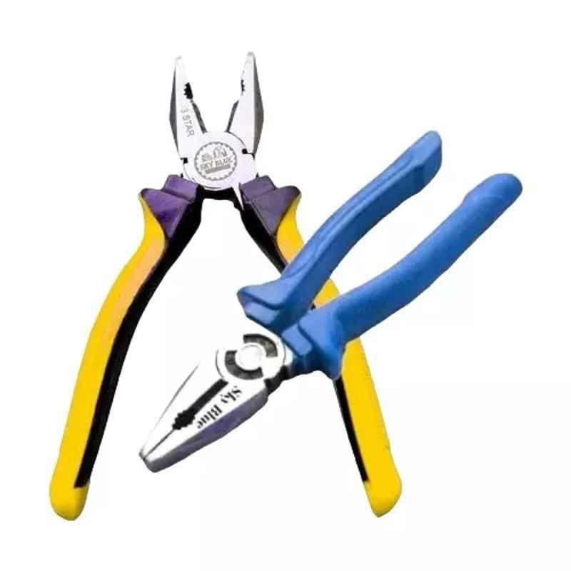 Sky Blue 2 Pcs 8 inch Multicolour 2 Cutting Wire False Piece Lineman Plier Combo, SBE283