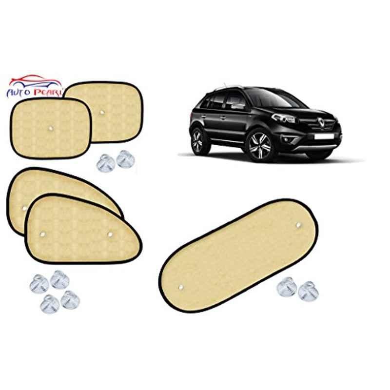 Auto Pearl 5 Pcs PVC & Mesh Beige Window & Rear Sun Shade Set for Renault Koleos