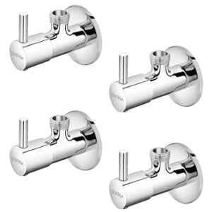 Plantex ICO-905 Pure Brass Chrome Angle Valve with Teflon Tape & Brass Wall Flange/Angle Cock for Wash Basin & Health Faucet (Pack of 4)