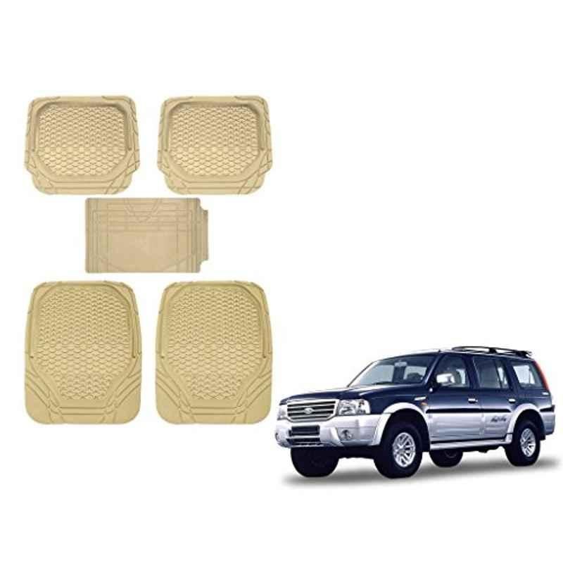 Kozdiko 5 Pcs 8855TW Beige Car Foot Mat Set for Ford Endeavour, koz_42883