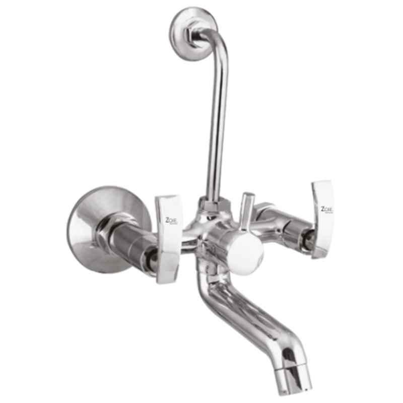 Zoie Viva Brass Silver Chrome Finish 2 in 1 Wall Mixer with Overhead Shower, 28020