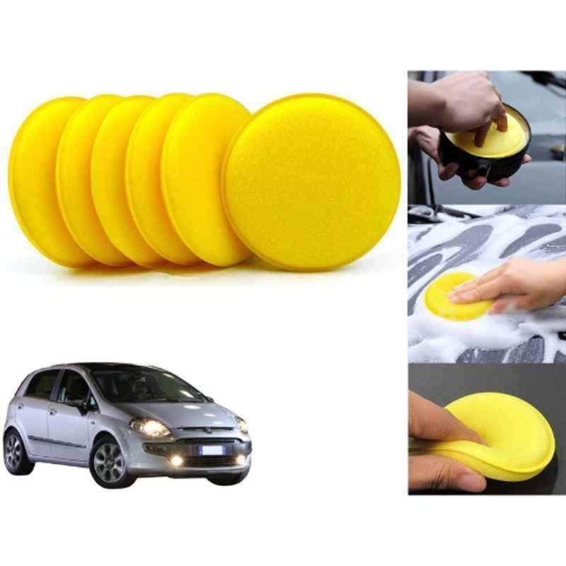 Auto Pearl Polyurethane Beige Washing & Waxing Polish Foam Sponge for Punto Evo 2009-2012 (Pack of 6)
