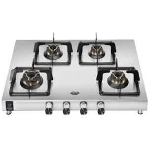 Hindware Arturo Pro Stainless Steel Cooktop with 4 Brass Burner & Automatic Ignition