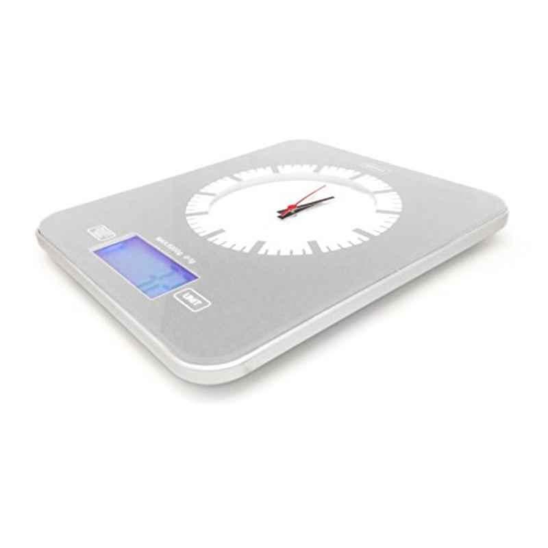Nerthus FIH 230 White Glass Top Scale with Clock