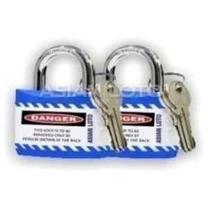 Asian Loto 2 Pcs Metal & Plastic Blue Regular Shackle Jacket Padlock Set with 3 Keys, ALC-LPR