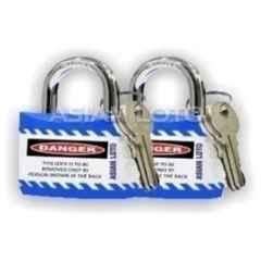 Asian Loto 2 Pcs Metal & Plastic Blue Regular Shackle Jacket Padlock Set with 3 Keys, ALC-LPR