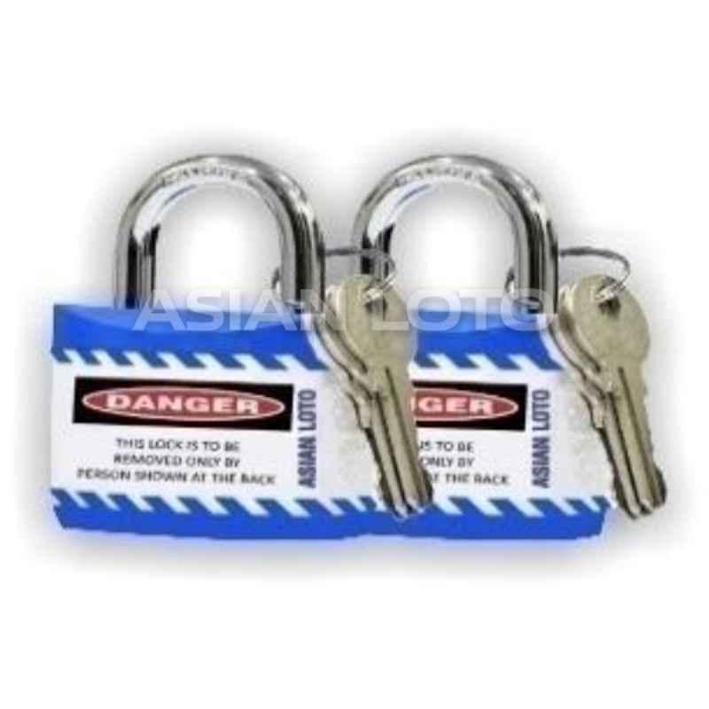 Asian Loto 2 Pcs Metal & Plastic Blue Regular Shackle Jacket Padlock Set with 3 Keys, ALC-LPR