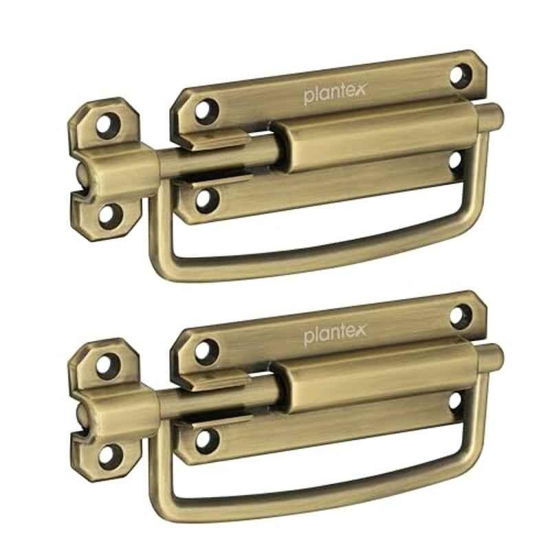 Plantex 5 inch Zinc Brass Antique Baby Door Latch Kadi for Bathroom, SH-96 (Pack of 2)