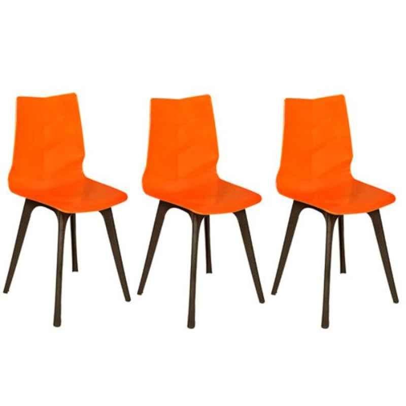 Regent Diamond Shell Plastic Black & Orange Chair (Pack of 3)