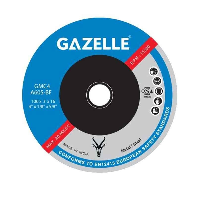 Gazelle 100x3x16mm A30S-BF Reinforced Cut-Off Metal Cutting Wheel, GMC4