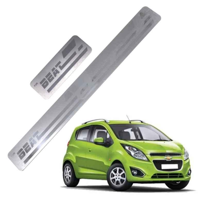 Galio GFS-040 4 Pcs Non-LED Stainless Steel Footstep Door Sill Plate Set for Chevrolet Beat 2010
