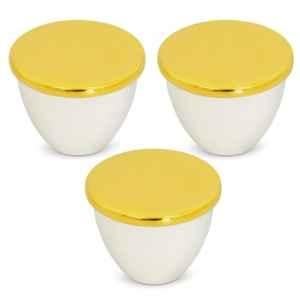 Plantex Knobs for Drawer/Drawer Knobs/Knobs for Cabinets/Pull-Push Knobs for Kitchen/Bedroom Drawer (Pack of 3) Gold & White