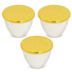 Plantex Knobs for Drawer/Drawer Knobs/Knobs for Cabinets/Pull-Push Knobs for Kitchen/Bedroom Drawer (Pack of 3) Gold & White
