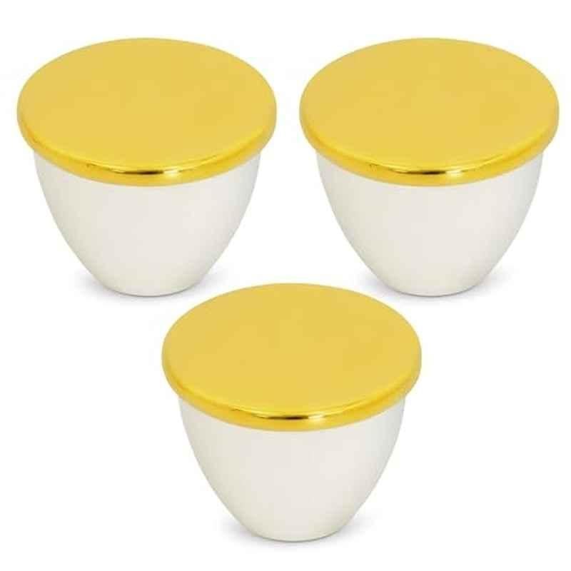 Plantex Knobs for Drawer/Drawer Knobs/Knobs for Cabinets/Pull-Push Knobs for Kitchen/Bedroom Drawer (Pack of 3) Gold & White