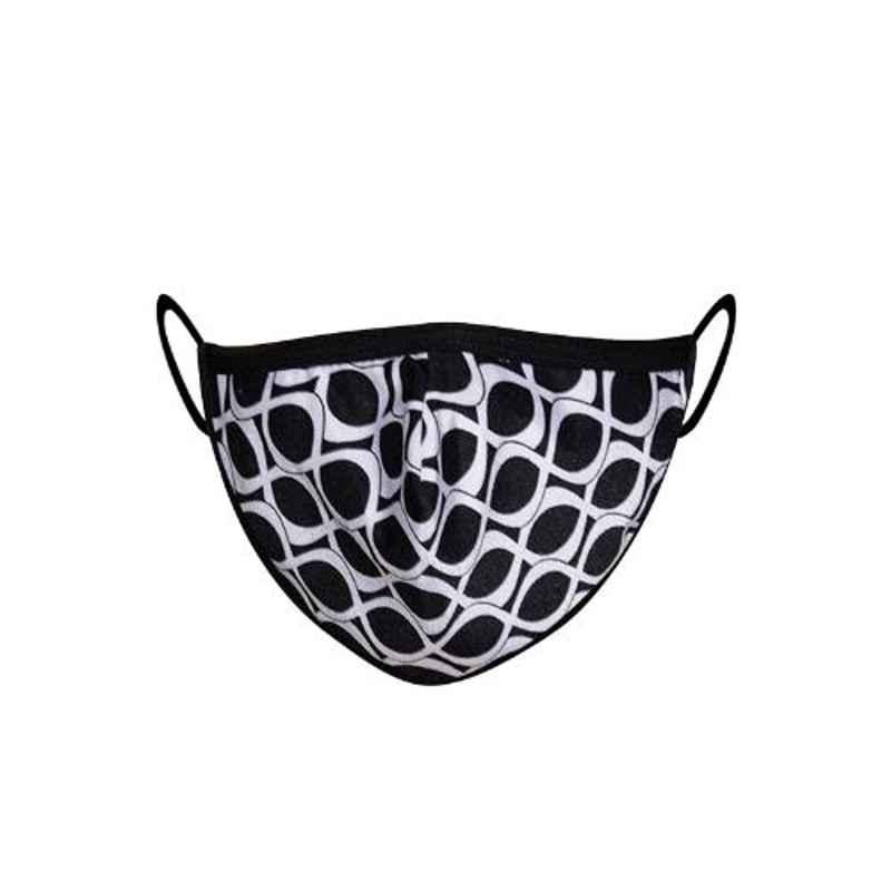 Clovia 3 Layers Black & White Printed Cotton Contour Fit Face Mask, COMBMSK58M (Pack of 3)