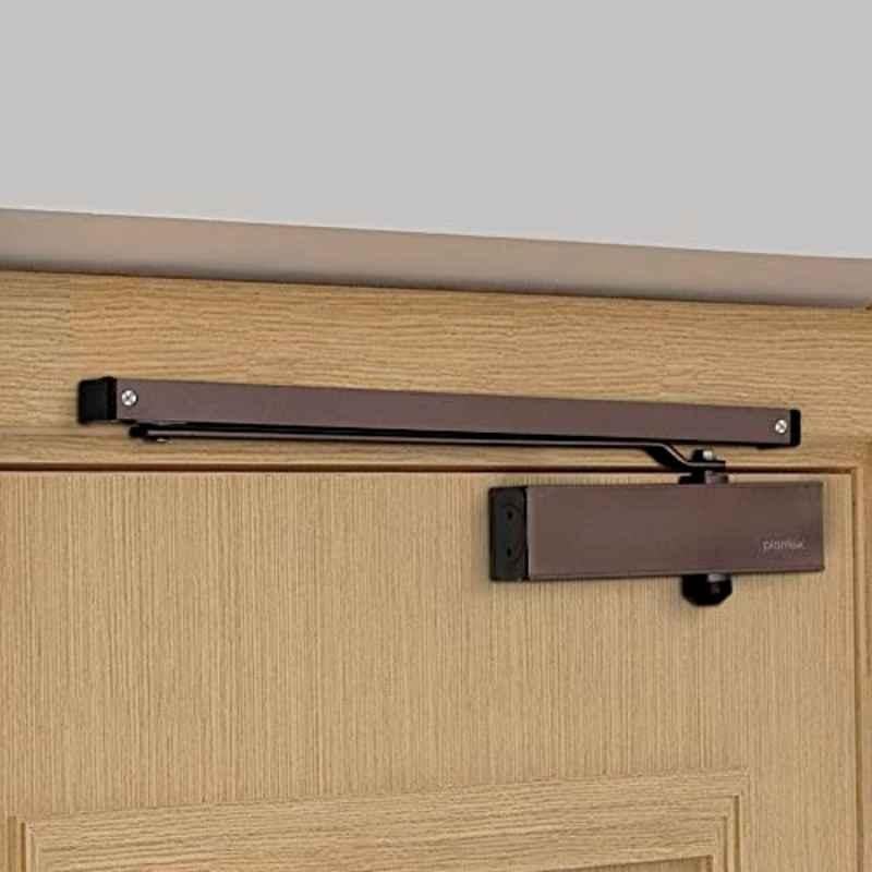Plantex Automatic Aluminium Soft Door Closer with Double Speed for Heavy Door/Hydraulic Pelmet Arm Door Closer for Hotel-Home-Office (ISO 9001 Certified) (Capacity 120kg, Brown)