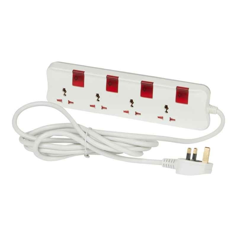 Legrand 13A 250V 3m 4 Multi-outlet Flat Extension with 2 USB Ports, 698544 (Pack of 10)