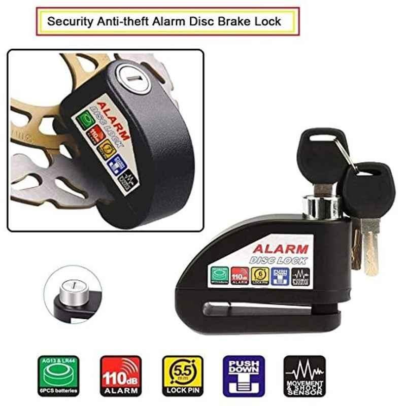 AOW Security Alarm Disk Lock Motorbike Bike Scooter Loud Disc Brake Lock Security Anti-Theft Alarm for Tvs Ntroq