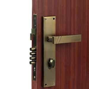 Saze Sierra 10 inch Stainless Steel Matt Antique Brass Finish Cylindrical Plate Mortise Door Lock Handle Set with One Side Key Cylinder
