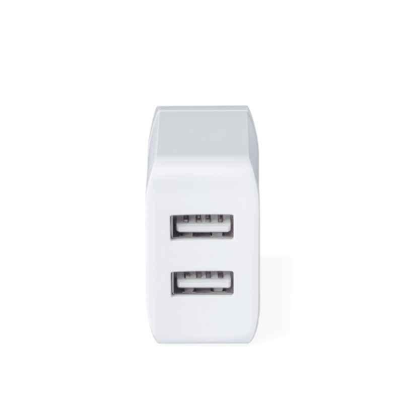 Fingers Matte White Dual USB Power Adapter Without Cable