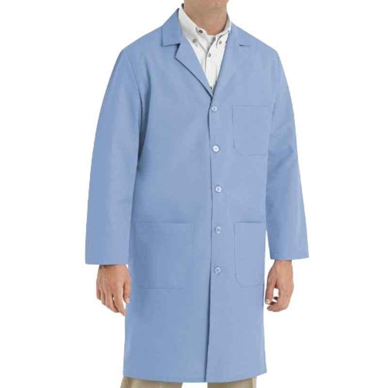 Superb Uniforms Polyester & Viscose Sky Blue Full Sleeves Apron for Doctor, SUW/Cob/LC012, Size: 2XL