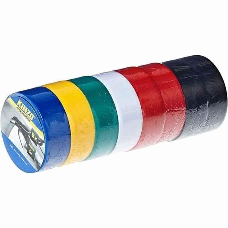 Kinzo Electrical Insulation Tape, PVC, Multicolor, PK8