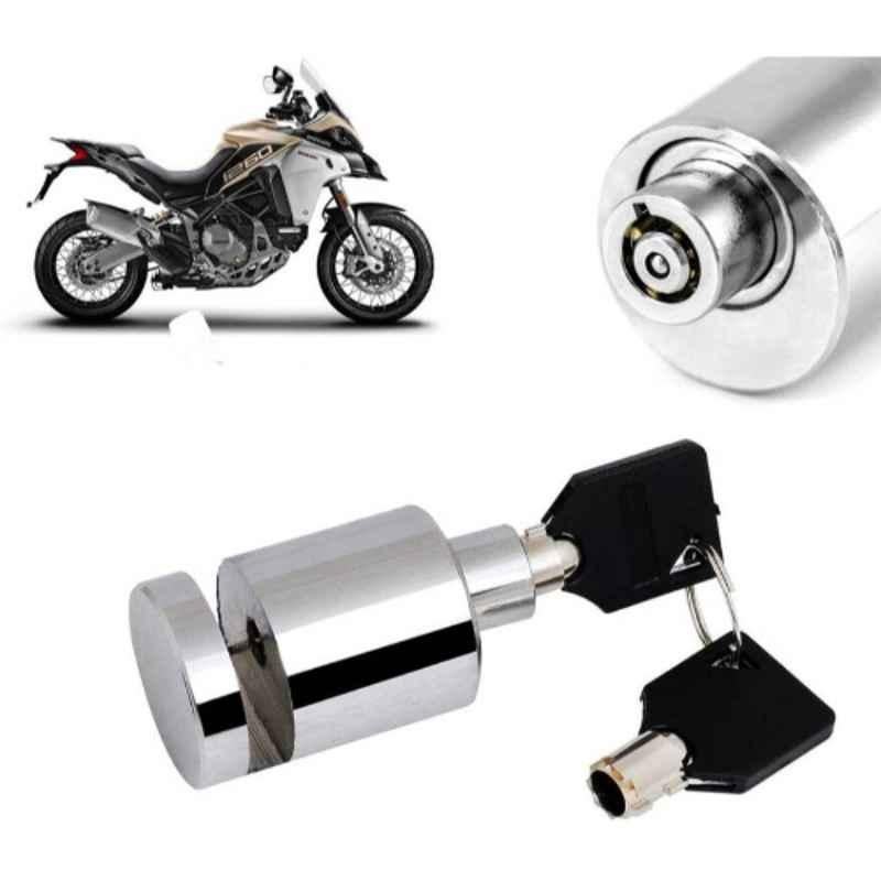 Auto Pearl Stainless Steel Silver Heavy Duty Anti Theft Motorcycle Disc Brake Lock, Lock-121