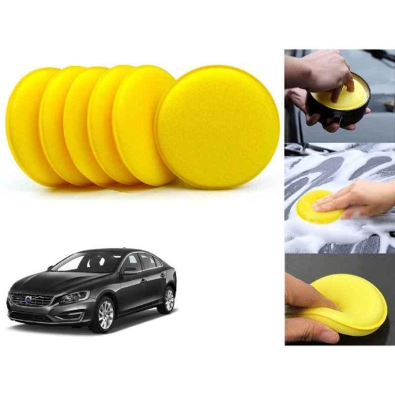 Auto Pearl Polyurethane Beige Washing & Waxing Polish Foam Sponge for VolvoS60 (Pack of 6)