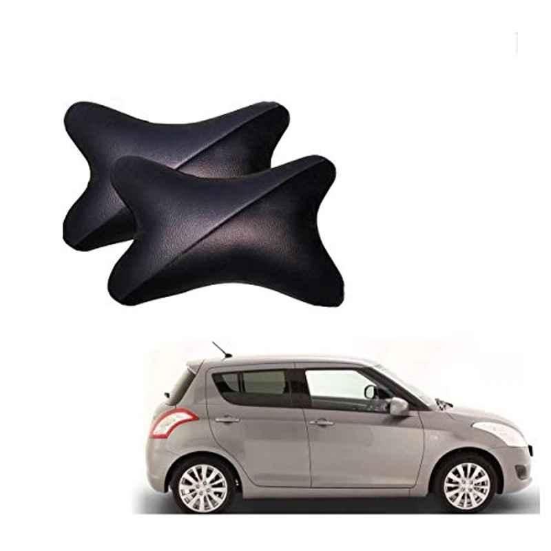 Kozdiko 2 Pcs Memory Foam Grey & Black Car Neck Rest Cushion Pillow Set for Maruti Suzuki Swift Type-2 (2011-2017)