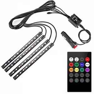 Kozdiko 4 Pcs 48 LED 12V DC Multicolour Music Car Atmosphere LED Strip Light for Interior Under Dash Lighting Kit Without Sound Active Function and Universal Wireless Remote Control for Maruti Wagon R