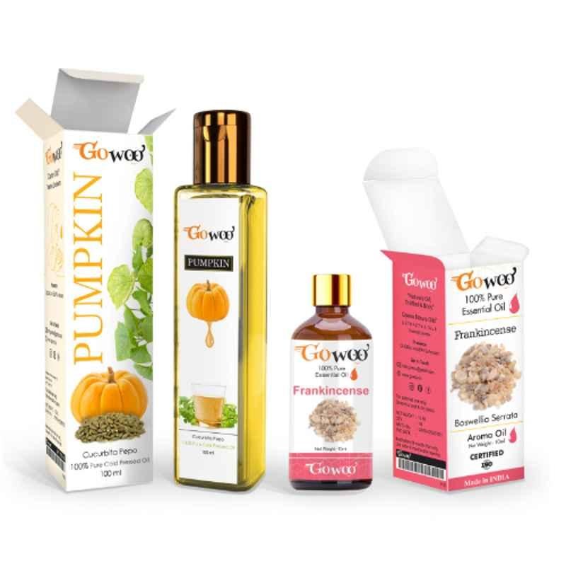 GoWoo 2 Pcs 10ml Natural Therapeutic Grade Cold Pressed Frankincense Serrata Aroma Oil & 100ml Pumpkin Seed Carrier Oil Set, GWOC586-P21+P182