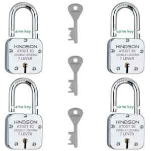 Hindson 4 Pcs 50mm Silver Door Lock Set with 3 Common Keys, Atoot 50