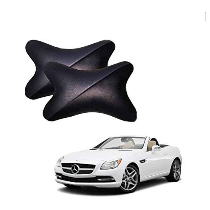 Kozdiko 2 Pcs Memory Foam Grey & Black Car Neck Rest Cushion Pillow Set for Mercedes Benz SLK-Class