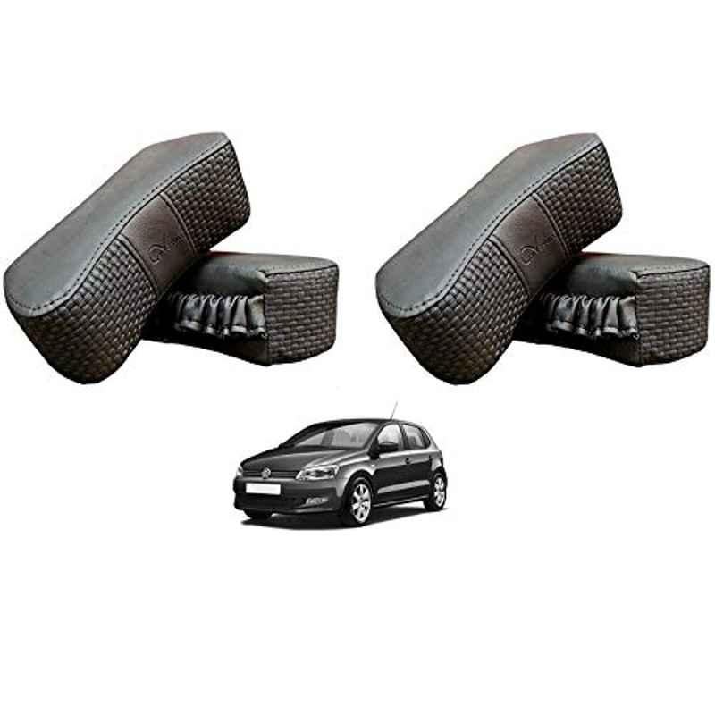 Kozdiko 4 Pcs CV Designer Grey Leatherite Neck Rest Car Cushion Pillow Set for Volkswagen Polo