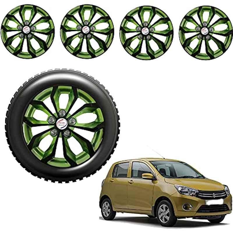 Auto Pearl 4 Pcs 13 inch ABS Black & Green Car Wheel Cover Set for Maruti Suzuki Celerio