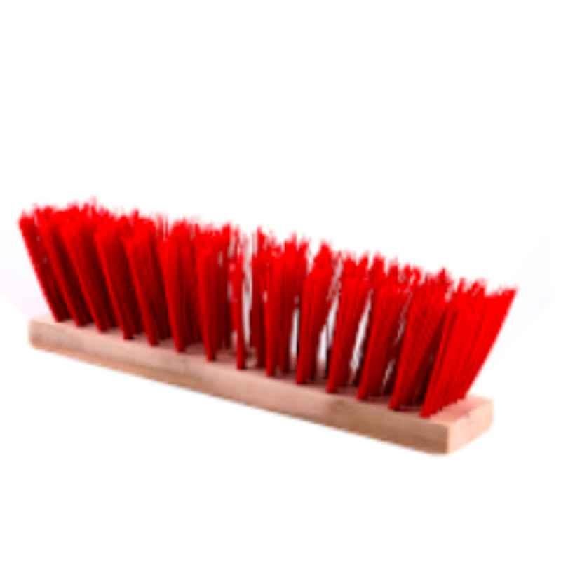 Red 4 Row Hard Broom with Handle