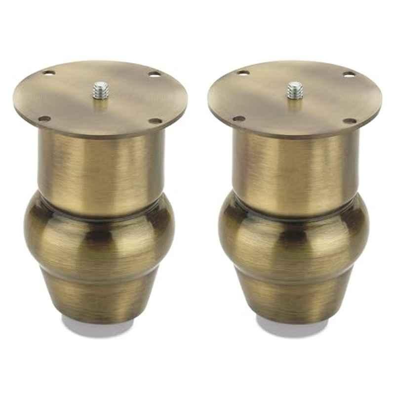 Plantex 4 inch Stainless Steel Brass Antique Heavy Duty Sofa Leg with Rubber Grip for Bed Furniture, DTS-52 (Pack of 8)