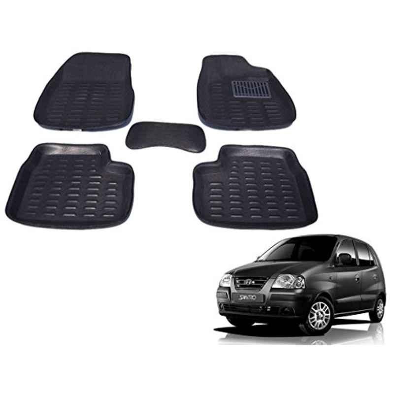 Kozdiko Pcs 3D Black Car Foot Mat Set for Hyundai Santro Xing, koz_27709