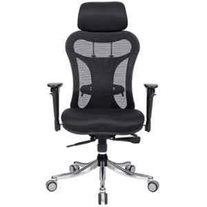 VJ Flowers Leatherette Black Multiple Function Office Chair, OPTIMA-1001