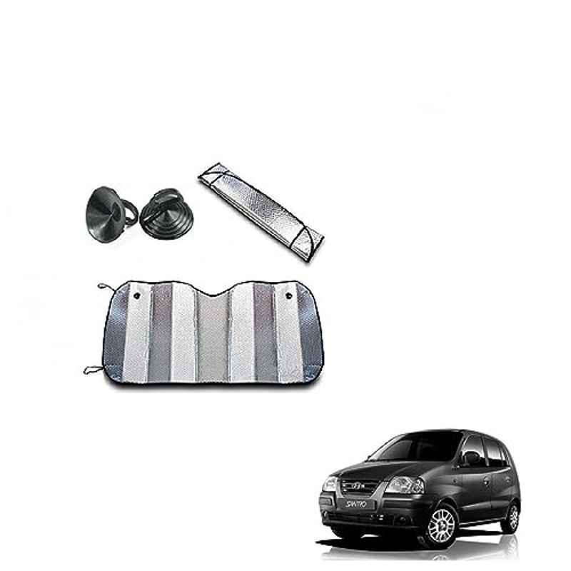 Kozdiko Aluminium Foil UV Protection Silver Windshield Sun Shade for Hyundai Santro Xing