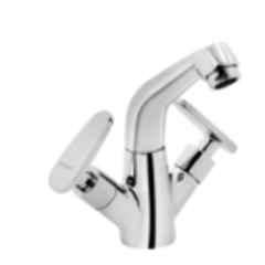 Somany Spanda Brass Chrome Finish Center Hole Basin Mixer with Braided Hose Set, 272200440051