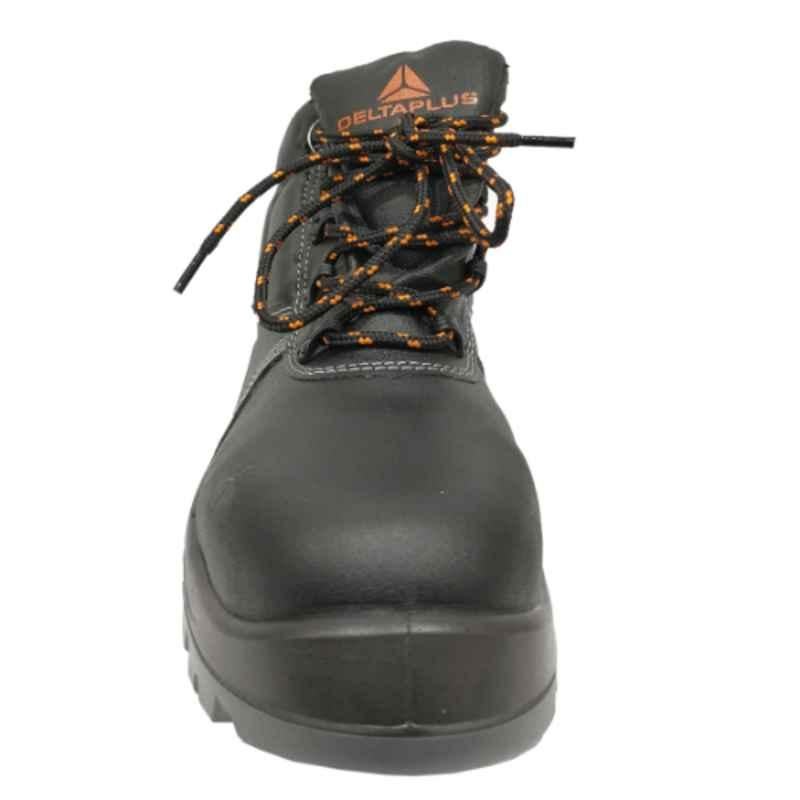Deltaplus Phoenix Leather Steel Toe Dual Density Black Safety Shoes, S3, Size: 39