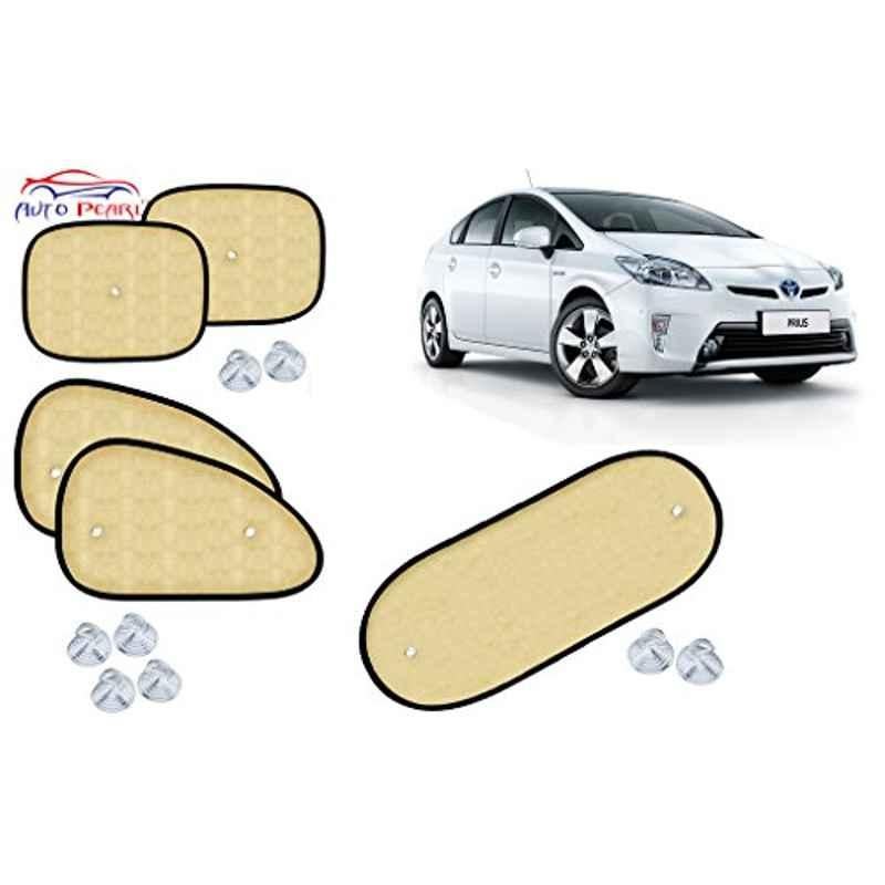 Auto Pearl 5 Pcs PVC & Mesh Beige Window & Rear Sun Shade Set for Toyota Prius