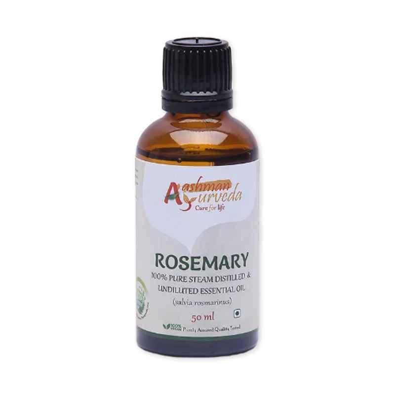 Aashman Ayurveda 50ml 100% Pure Steam Distilled & Undiluted Rosemary Essential Oil, 8939111486774