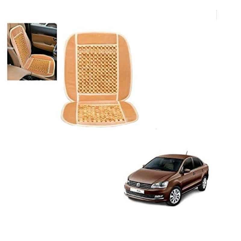Kozdiko Wooden Bead Seat with Beige Velvet Border for Volkswagen Vento