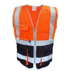 Evion ES-032-OR/BK-XL Polyester Orange & Black Reflective Safety Jacket, Size: XL (Pack of 50)