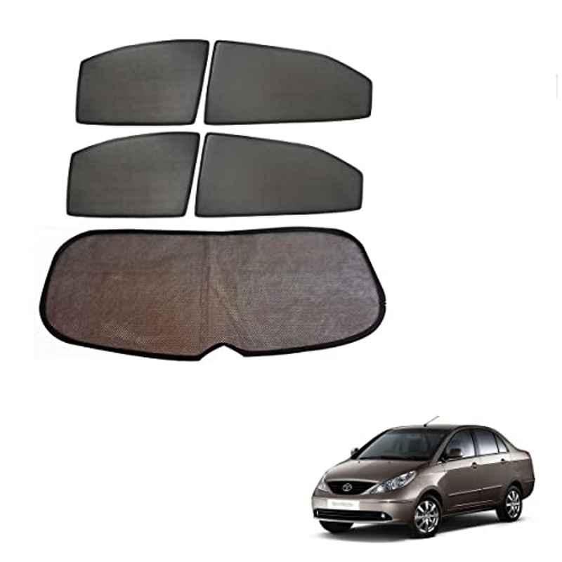 Kozdiko 5 Pcs Mesh Black Fixed Window & Rear Sun Shades Set for Tata Indigo