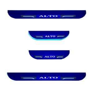 Car Accessories Hub 4 Pcs Acrylic Black Sill Scuff Plate Set with Blue LED for Maruti Suzuki Alto New Model