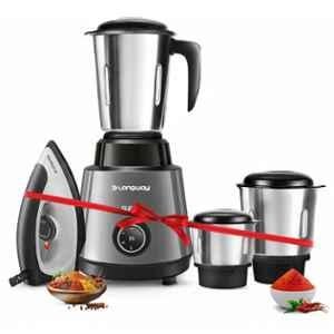 Longway Super Pro 500W ABS Plastic Silver & Black Mixer Grinder with 3 Jars & Kwid 1100W Dry Iron Combo & 2 Years Warranty