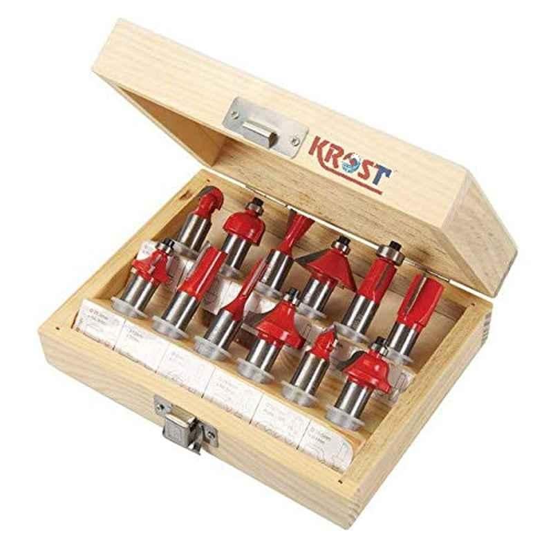 Krost 12mm Router Bit Set,12 Pcs Multi Shape For Router/Trimmer Combo With Wooden Box Specially Designed For Wood Working